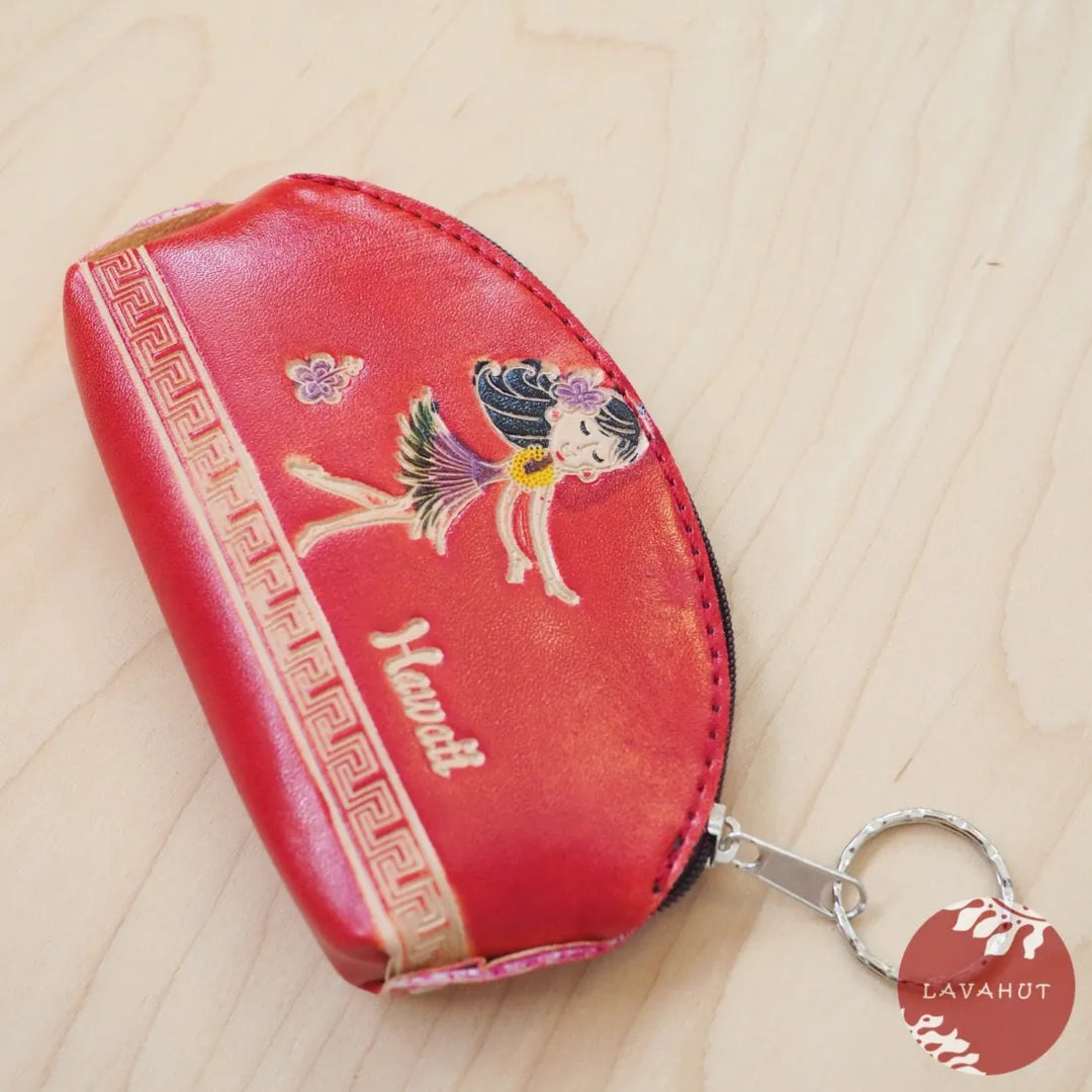 Red Half Moon Coin Purse + Keychain - Made in Hawaii