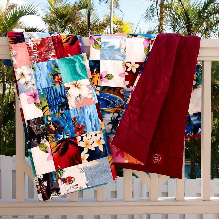 Red Hawaiian Patchwork Throw - Made in Hawaii