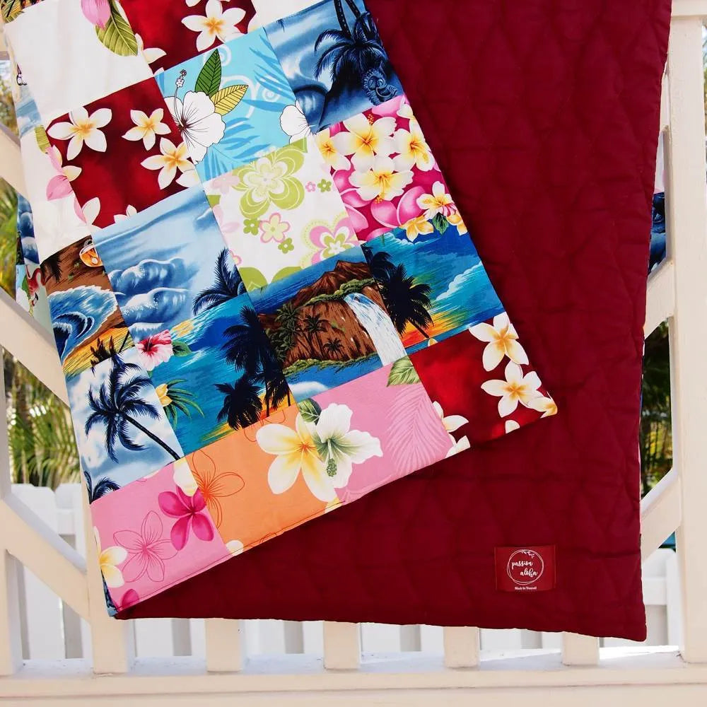 Red Hawaiian Patchwork Throw - Made in Hawaii