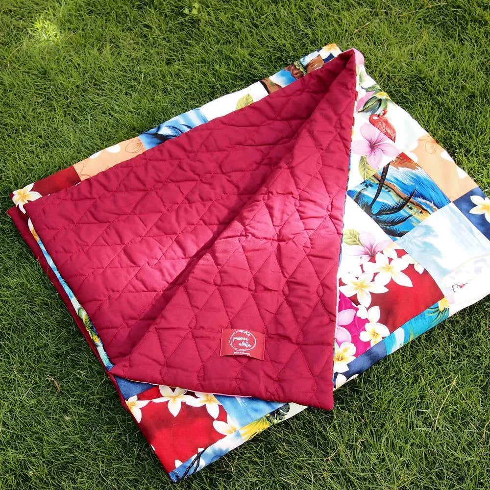 Red Hawaiian Patchwork Throw - Made in Hawaii