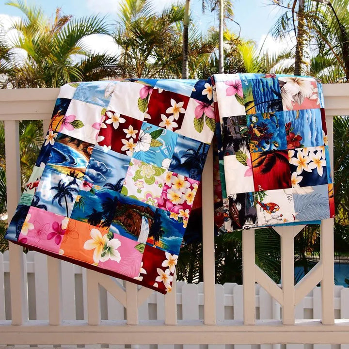 Red Hawaiian Patchwork Throw - Made in Hawaii