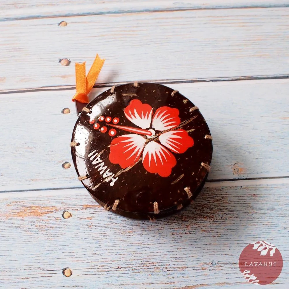 Red Hibiscus Fun Hawaiian Coconut Coin Purse - Made in Hawaii