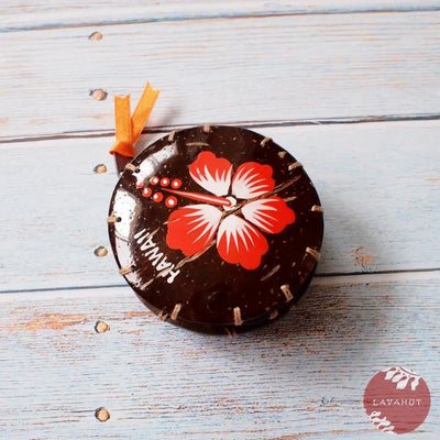 Red Hibiscus Fun Hawaiian Coconut Coin Purse - Made In Hawaii