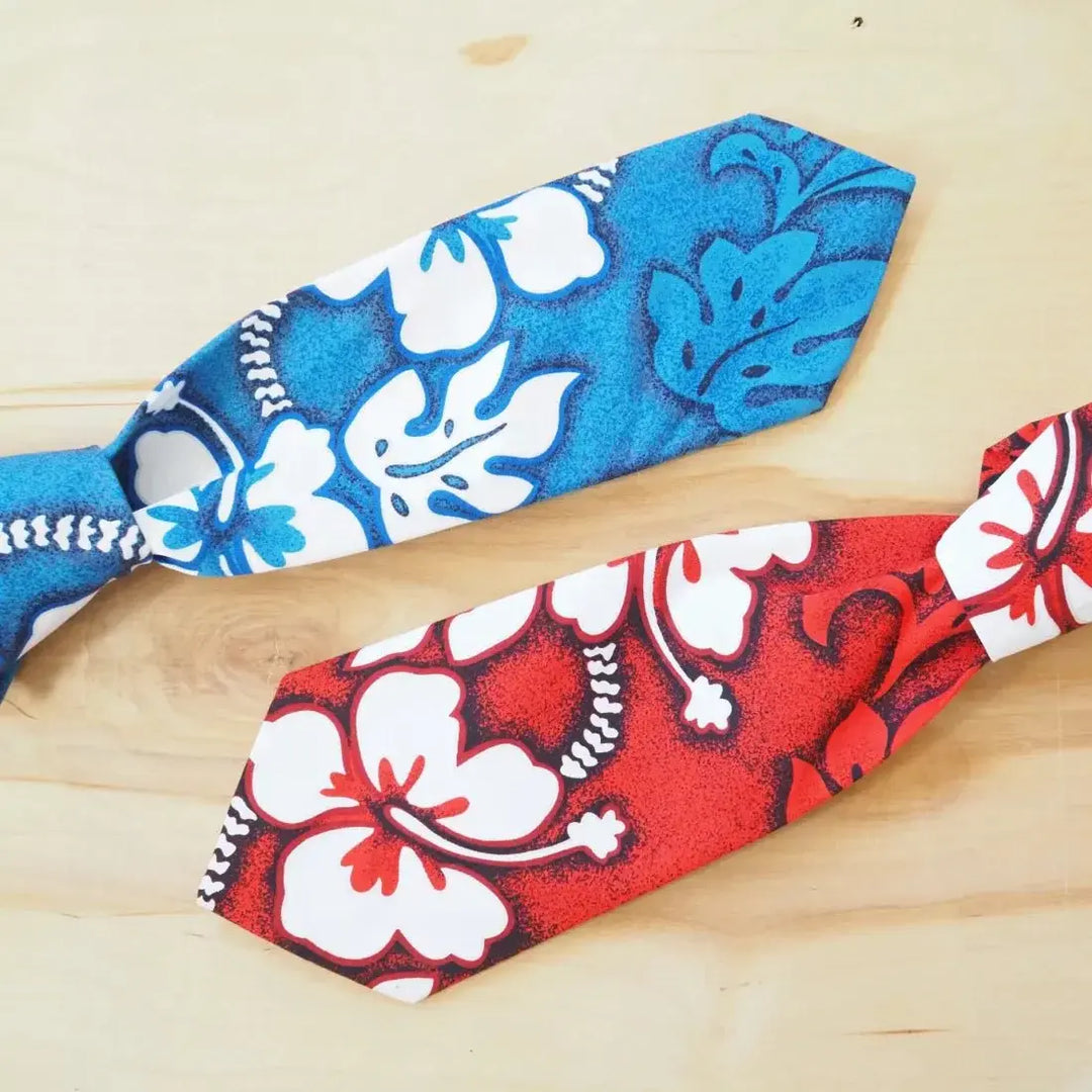 Red Makena Hawaiian Necktie - Made in Hawaii