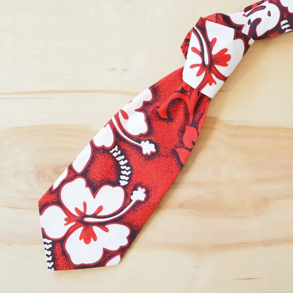 Red Makena Hawaiian Necktie - Made in Hawaii