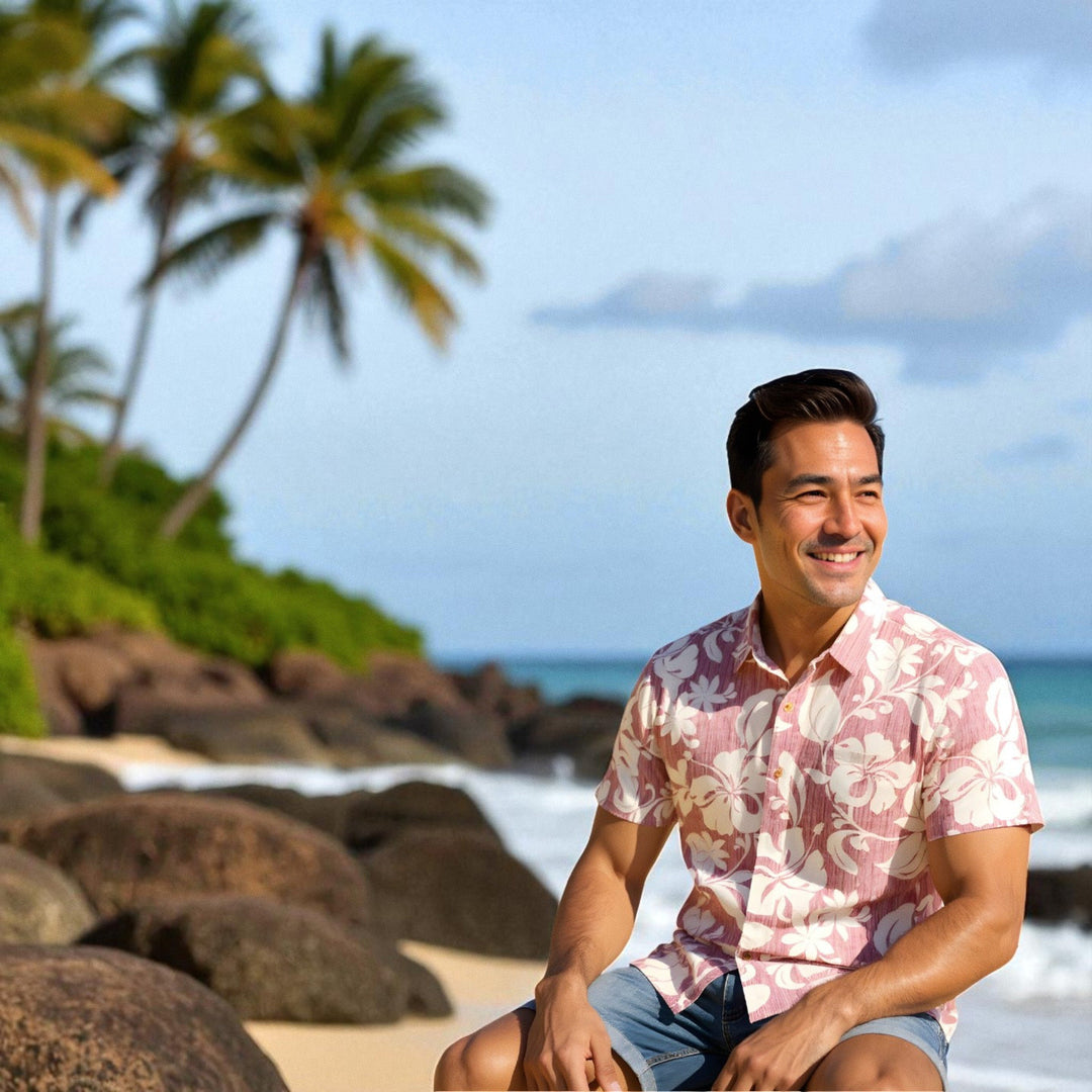 Red Nanakuli Hawaiian Reverse Shirt Made in Hawaii