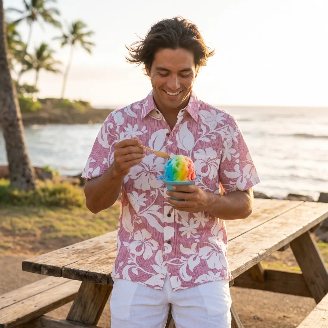 Red Nanakuli Hawaiian Reverse Shirt - Made in Hawaii
