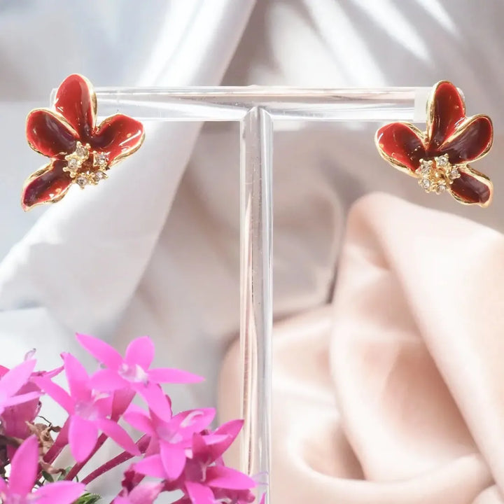 Red Radiance Sparkle Petal Earrings - Made in Hawaii