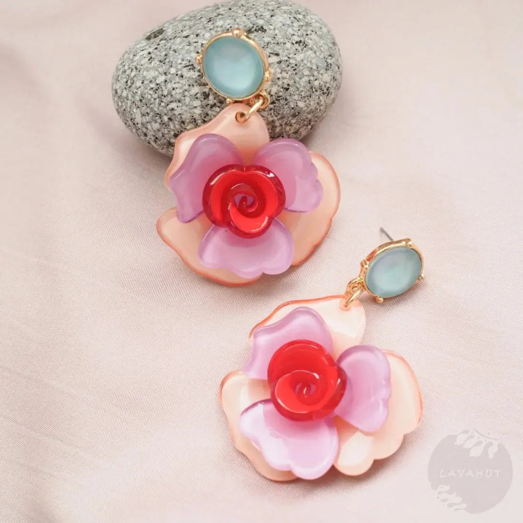 Rosy Garden Pink Earrings - Made in Hawaii