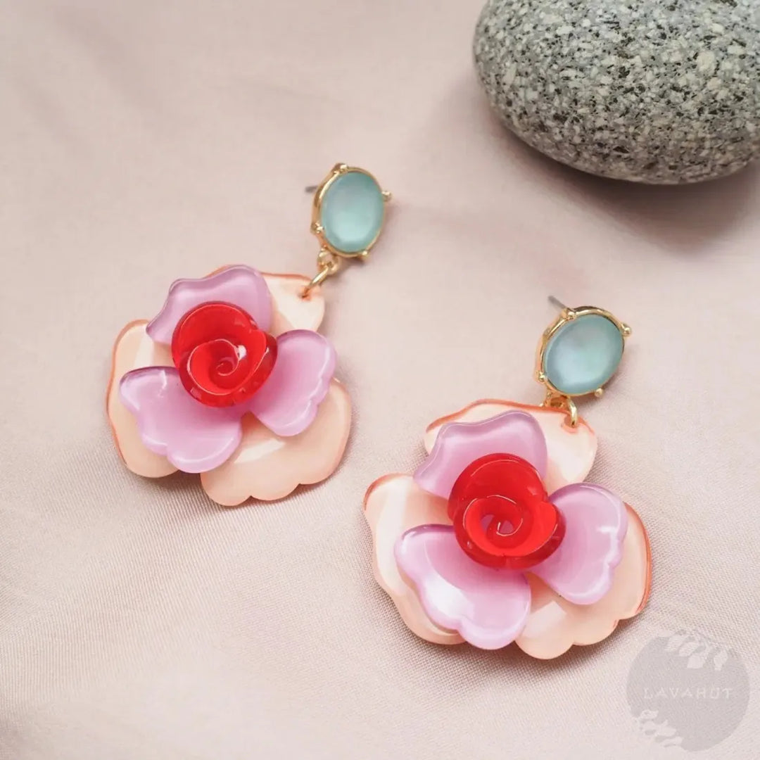 Rosy Garden Pink Earrings - Made in Hawaii