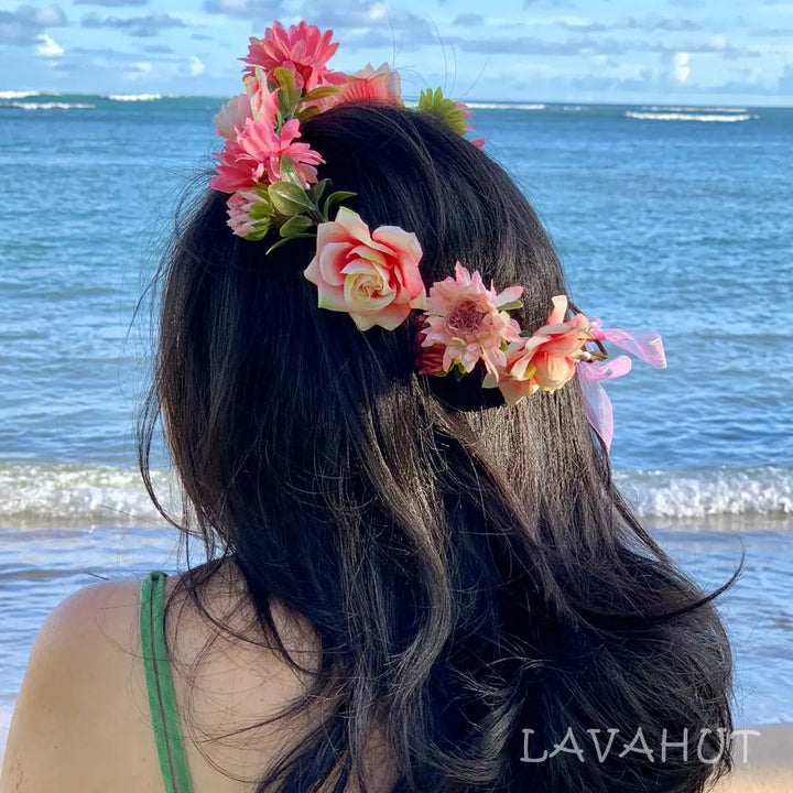 Rosy Pink Flower Crown - Made in Hawaii