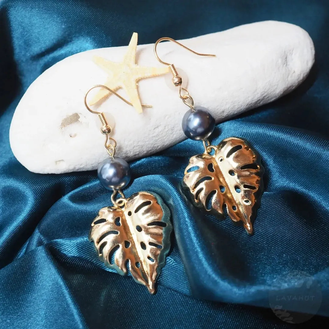 Royal Monstera Drop Earrings - Made in Hawaii