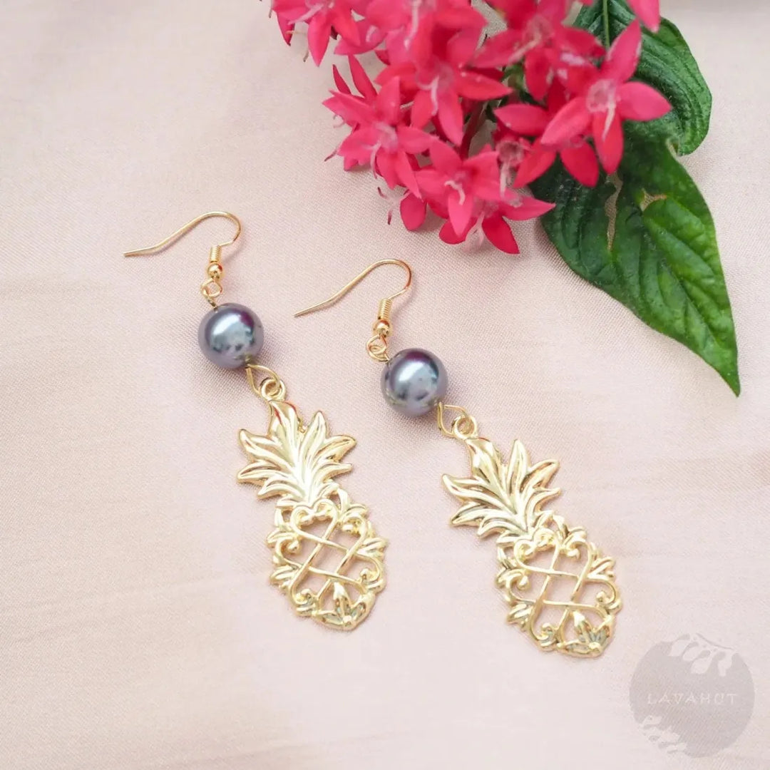 Royal Pineapple Drop Earrings - Made in Hawaii