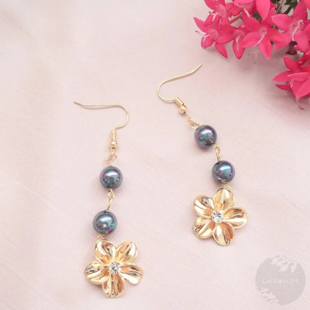 Royal Plumeria Drop Earrings - Made in Hawaii