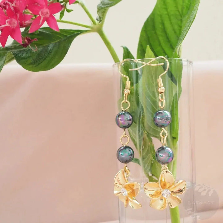 Royal Plumeria Drop Earrings - Made in Hawaii