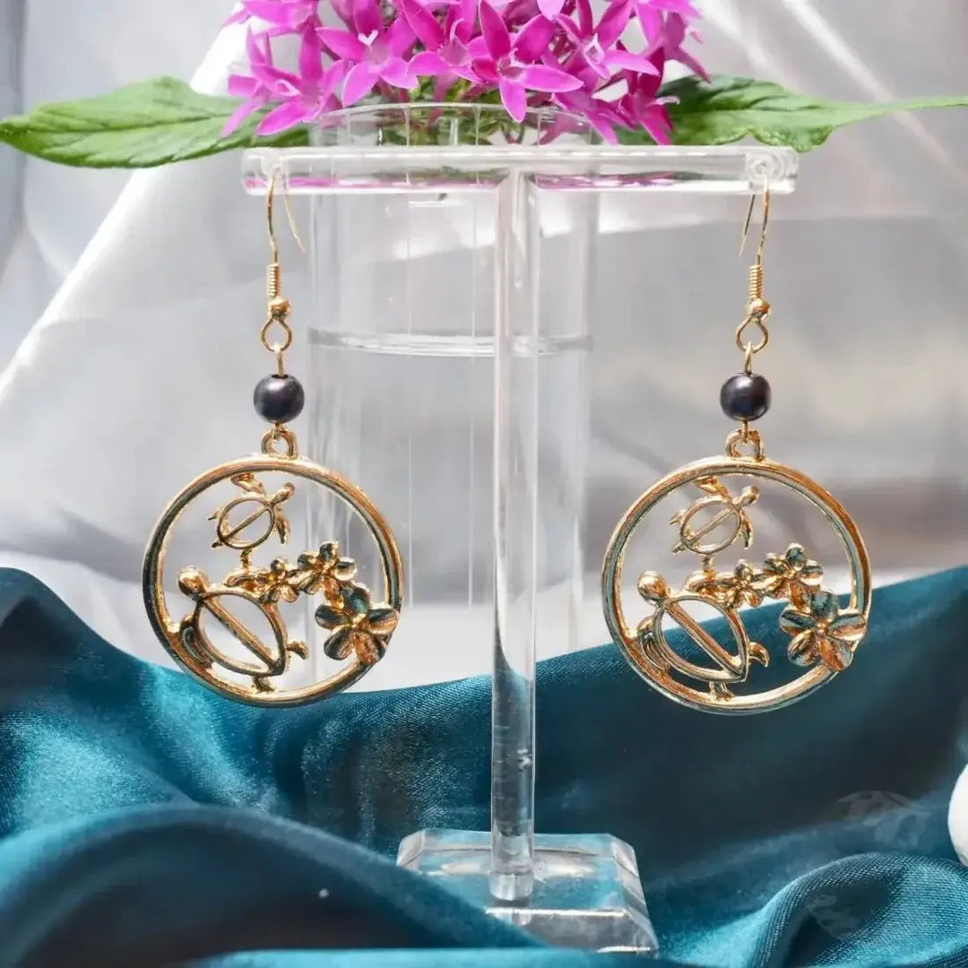 Royal Turtle Mommy & Baby Drop Earrings - Made in Hawaii