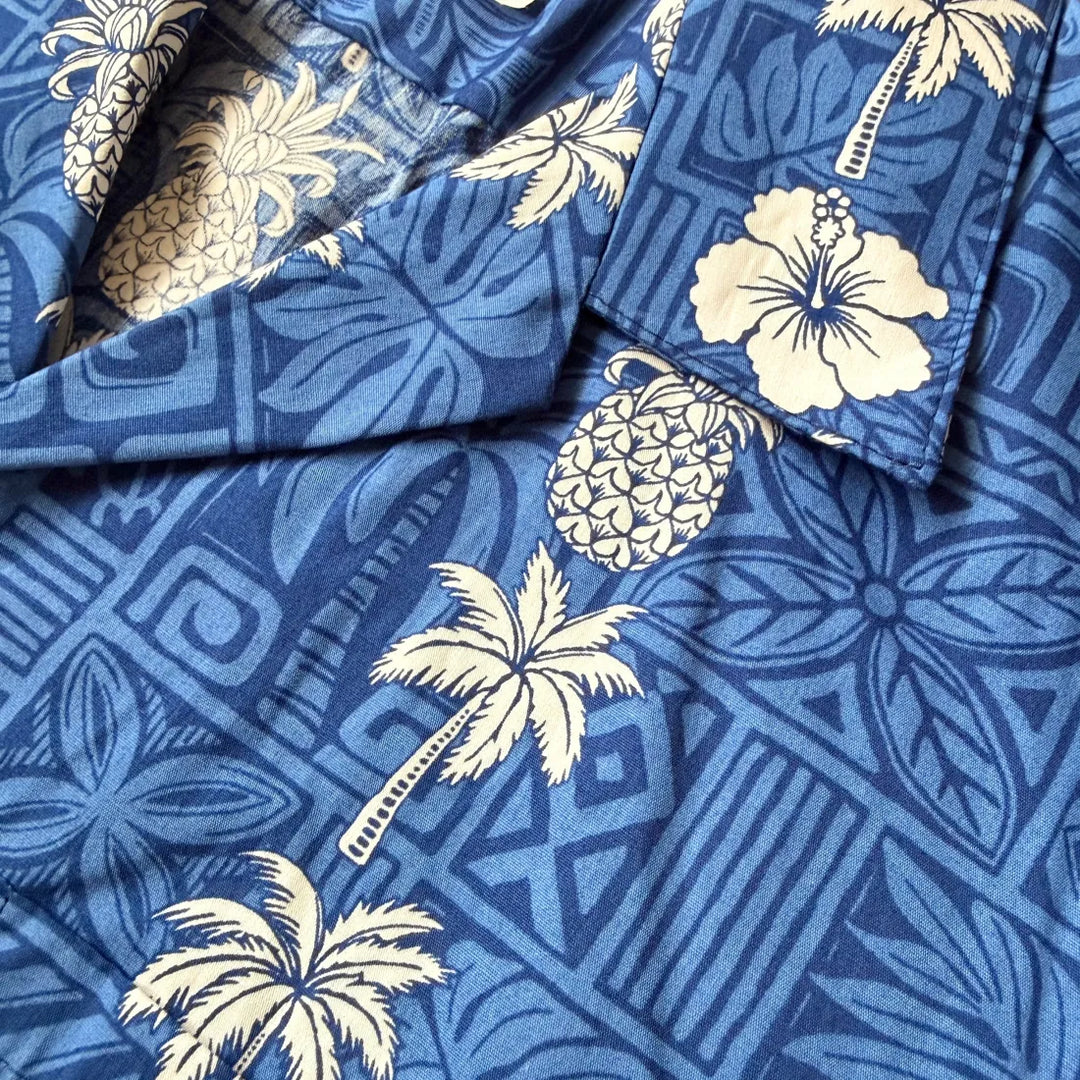 Royalty Blue Hawaiian Cotton Shirt - Made in Hawaii