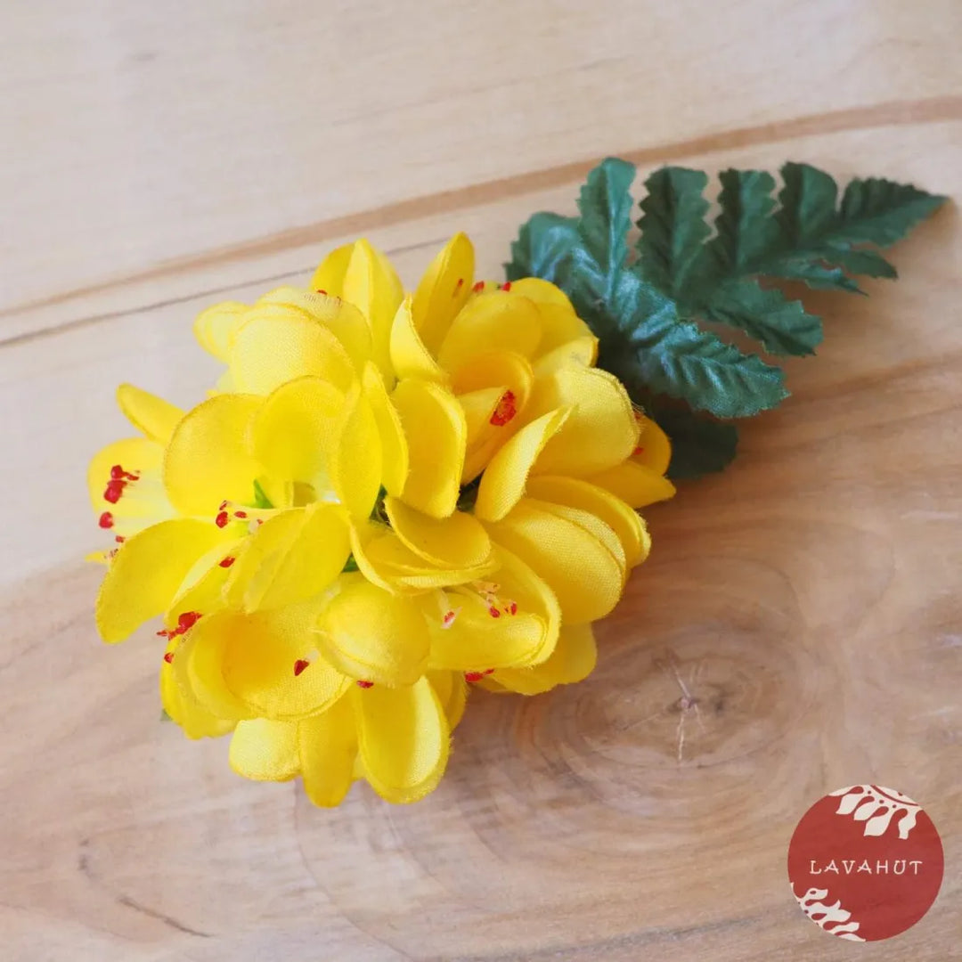 Ruffled Petals Yellow Hawaiian Flower Hair Clip - Made in Hawaii