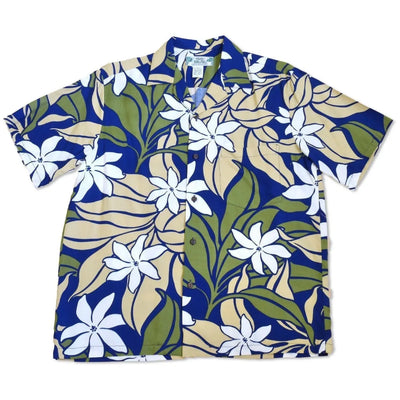 Sea Breeze Navy Hawaiian Rayon Shirt - Made In Hawaii