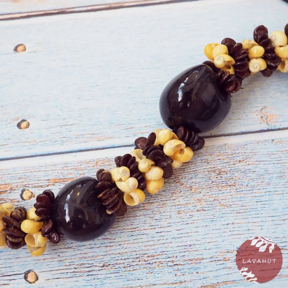 Seeds & Seashells Black Kukui Nut Hawaiian Lei - Made in Hawaii