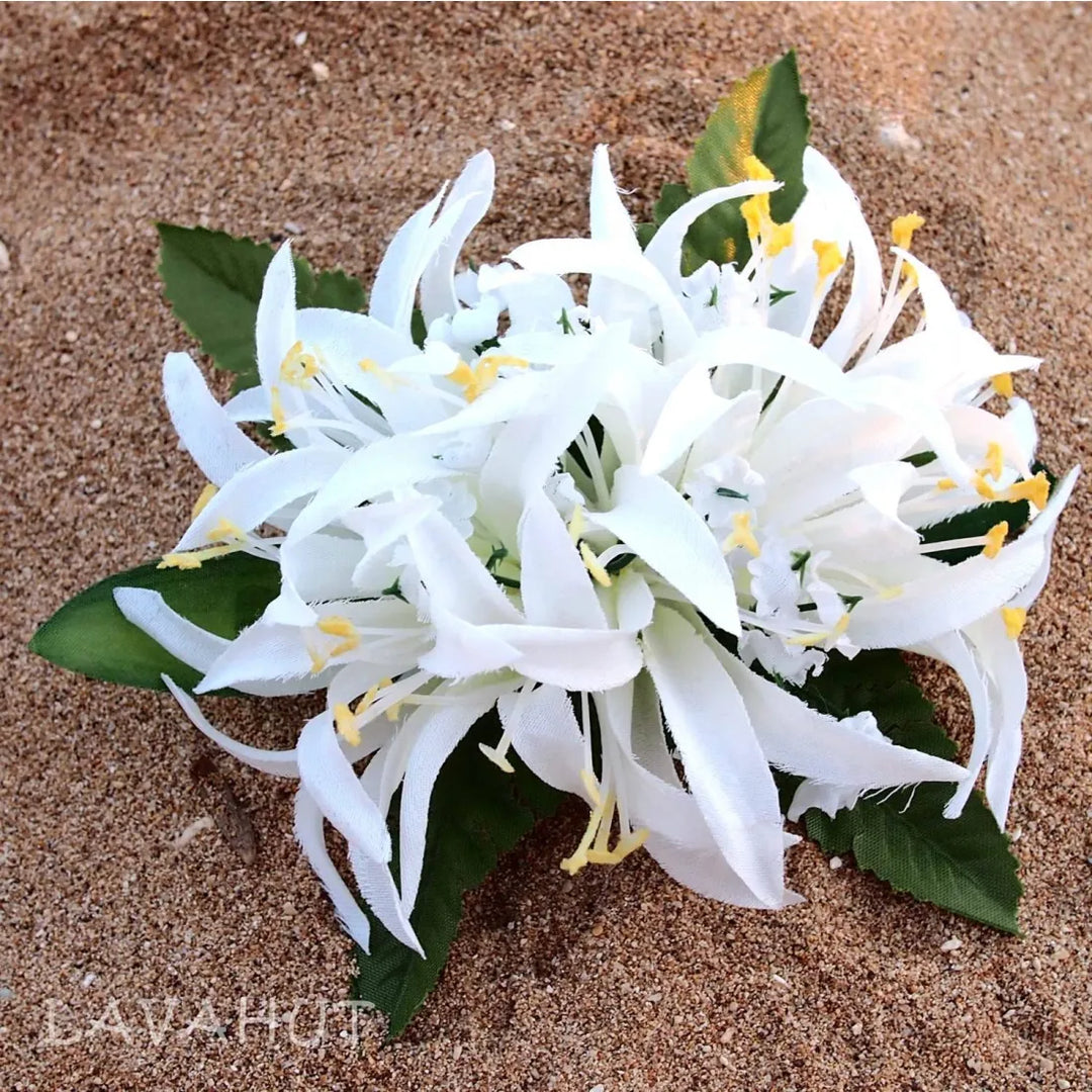 Spider Lily White Hawaiian Flower Hair Clip - Made in Hawaii