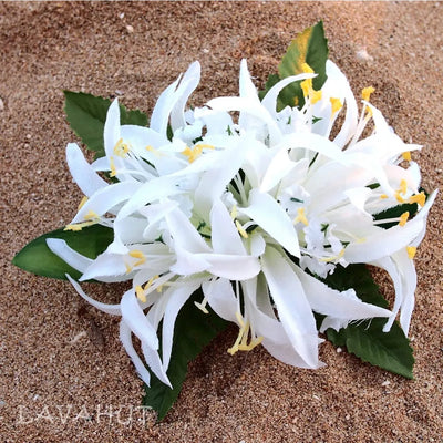Spider Lily White Hawaiian Flower Hair Clip - Made In Hawaii