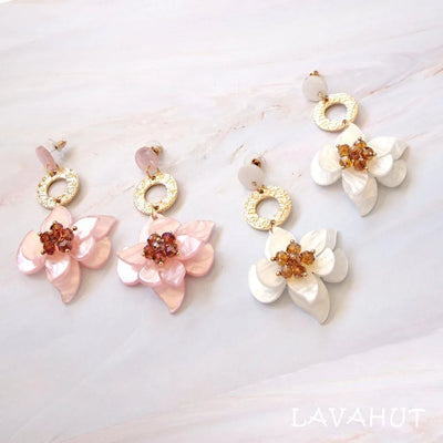 Starburst Pink Floral Earrings - Made In Hawaii