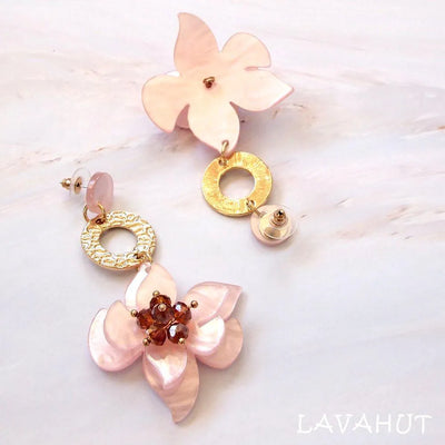 Starburst Pink Floral Earrings - Made In Hawaii