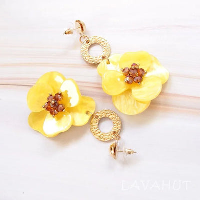 Sunburst Yellow Floral Earrings - Made In Hawaii