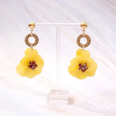 Sunburst Yellow Floral Earrings - Made In Hawaii