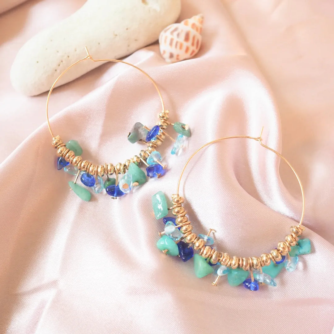 Sunset Blue Hoop Earrings - Made in Hawaii