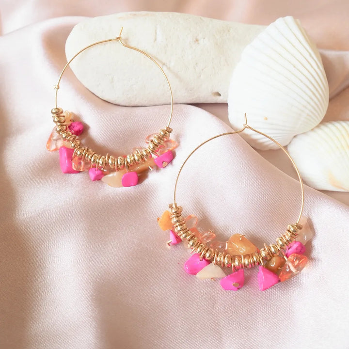 Sunset Pink Hoop Earrings - Made in Hawaii