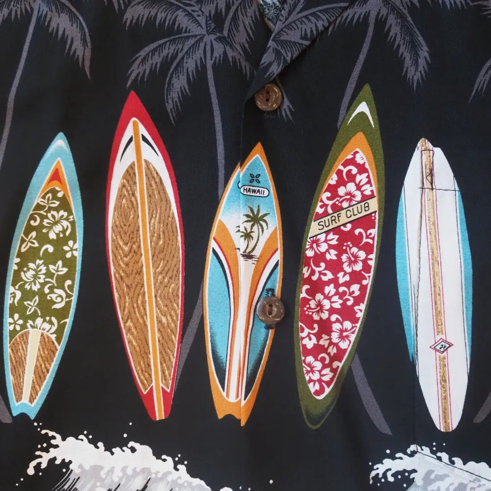 Surf Black Hawaiian Border Shirt – Authentic Hawaiian Border Men's Shirts by Lavahut