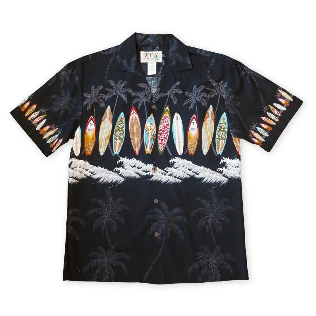 Surf Black Hawaiian Border Shirt – Authentic Hawaiian Border Men's Shirts by Lavahut