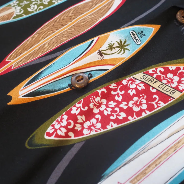 Surf Black Hawaiian Border Shirt - Made in Hawaii