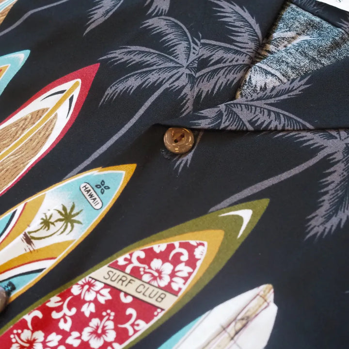 Surf Black Hawaiian Border Shirt - Made in Hawaii