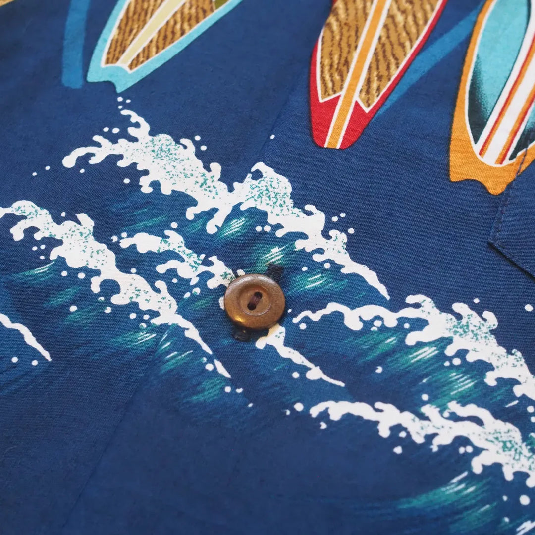 Surf Blue Hawaiian Border Shirt - Made in Hawaii