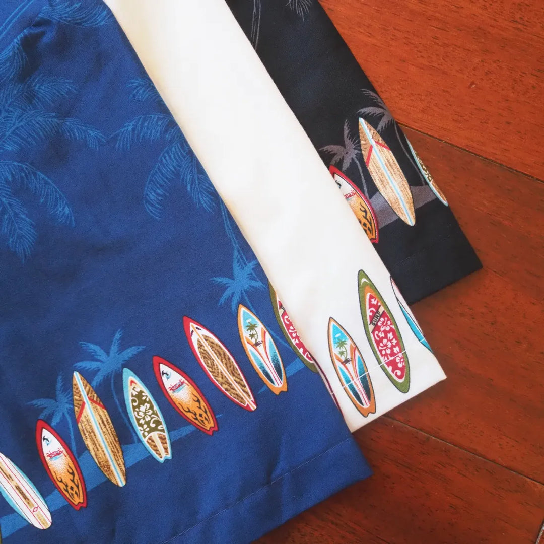 Surf Blue Hawaiian Border Shirt - Made in Hawaii