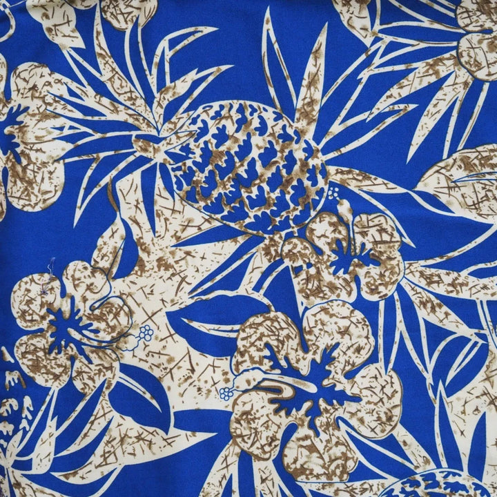 Sweet Pineapple Blue Hawaiian Cotton Shirt - Made in Hawaii