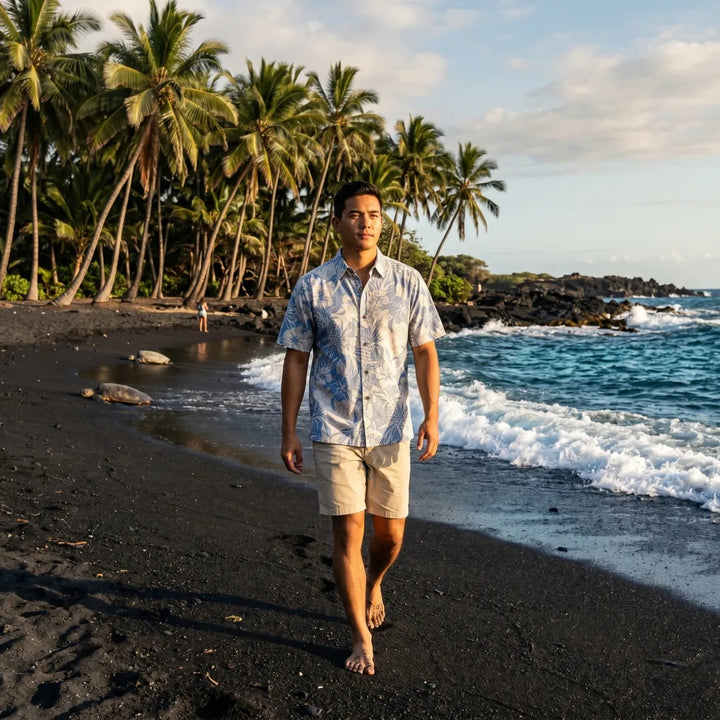 Sweet Pineapple Blue Hawaiian Reverse Shirt - Made in Hawaii