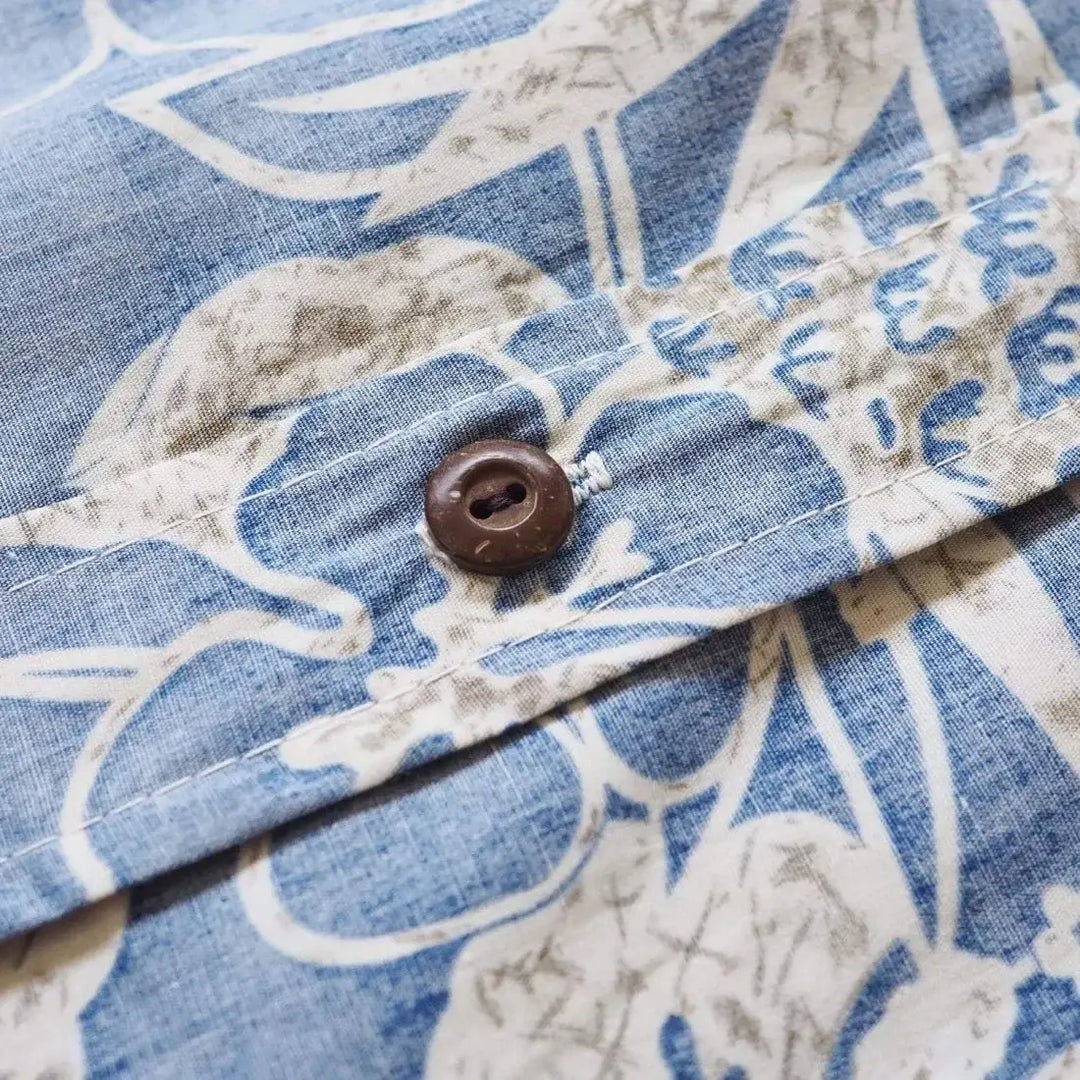 Sweet Pineapple Blue Hawaiian Reverse Shirt Made in Hawaii