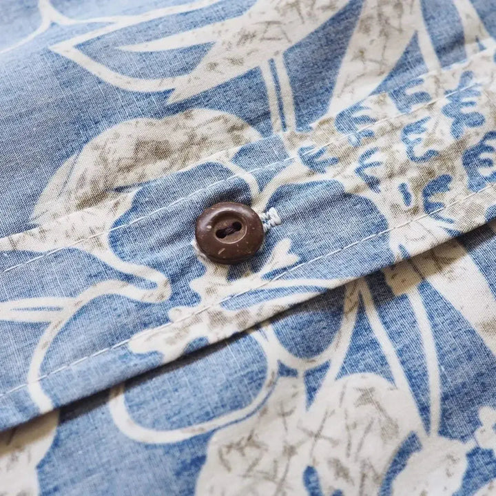 Sweet Pineapple Blue Hawaiian Reverse Shirt Made in Hawaii