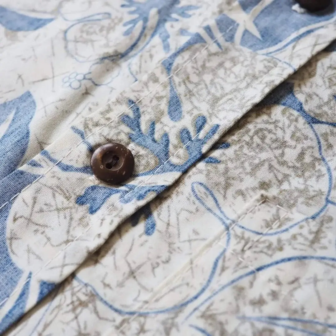 Sweet Pineapple Blue Hawaiian Reverse Shirt Made in Hawaii