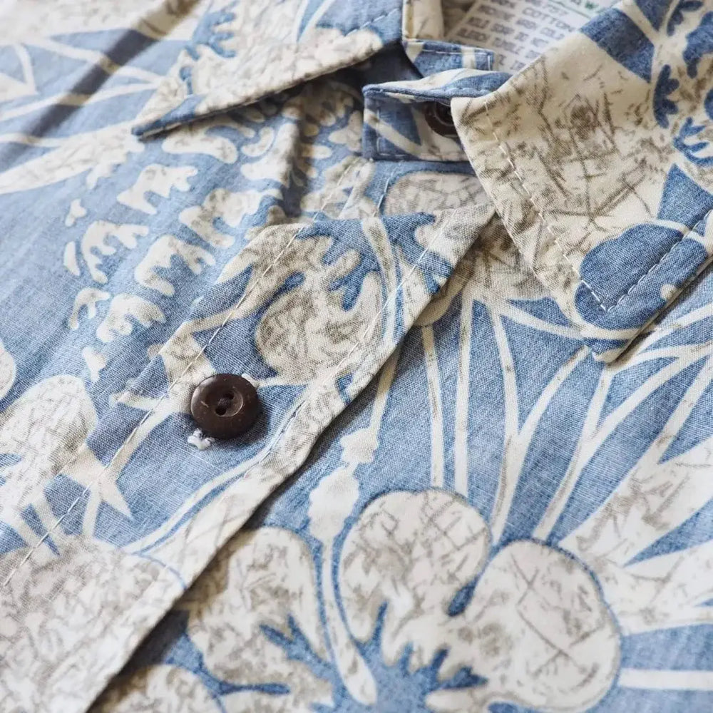 Sweet Pineapple Blue Hawaiian Reverse Shirt Made in Hawaii