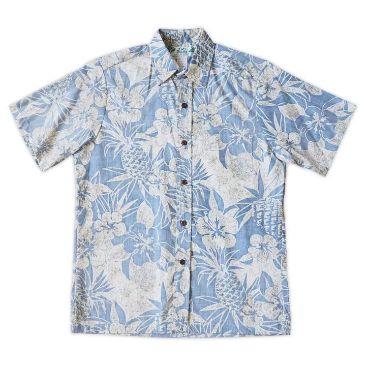 Sweet Pineapple Blue Hawaiian Reverse Shirt - Made in Hawaii