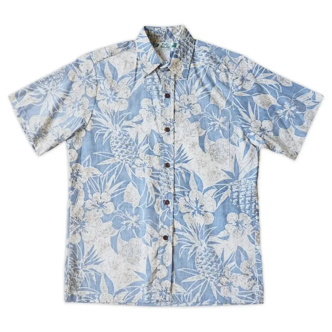 Sweet Pineapple Blue Hawaiian Reverse Shirt Made in Hawaii