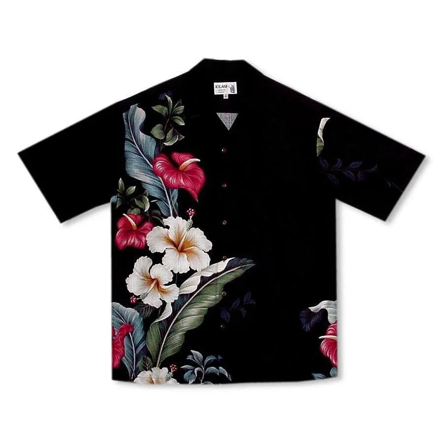 Sweetheart Black Hawaiian Rayon Shirt - Made in Hawaii