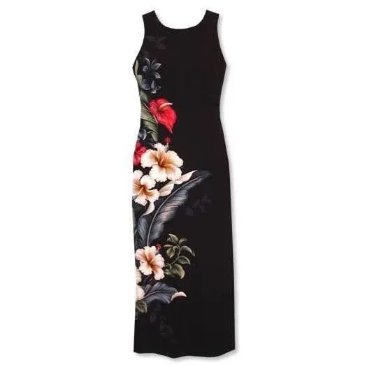 Sweetheart Black Hawaiian Tank Dress - Made in Hawaii