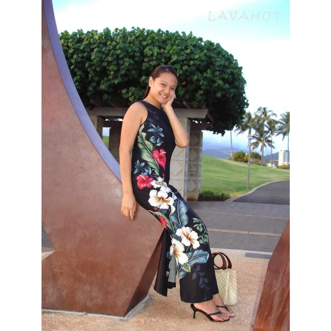 Sweetheart Black Hawaiian Tank Dress - Made in Hawaii