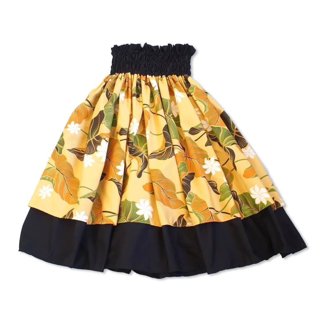 Taro Leaves Yellow Double Pa’u Hawaiian Hula Skirt with Island Print ...